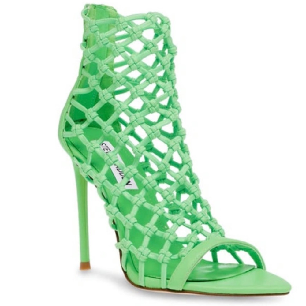 Steve Madden Francys Green Woven Heeled Sandals NWT